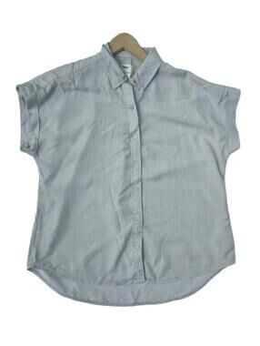 Tilley Summery Striped Button Up Shirt Sage Green & Cream Lg